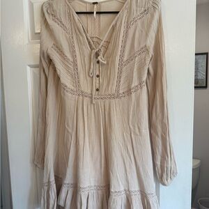 Free People Cream Ruffled Tiered tunic